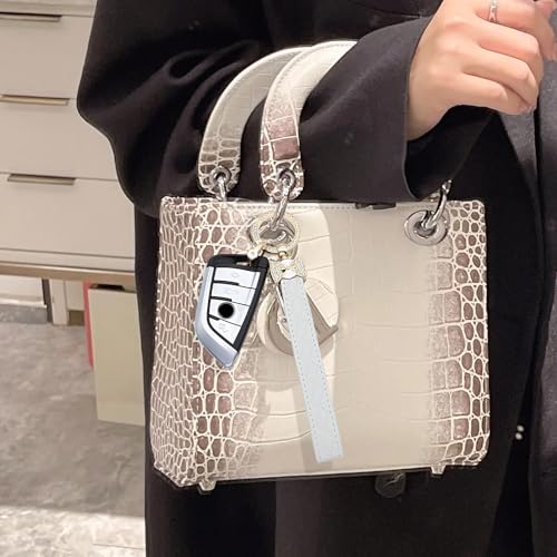 Car Keychain for Women Wristlet, Cute Leather Keychain with 360 Degree Rotatable, Anti-lost D-Ring Design3