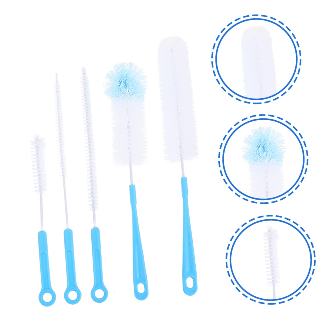 Healeved 3 Sätze Reinigungsbürste Babywasserflaschen Babymilchflaschenbürste Rohrreinigungsset Säuglingsflaschen Flaschenbürste Bottle Brush Strohbürste Schwamm Blue 5 Stück * 3