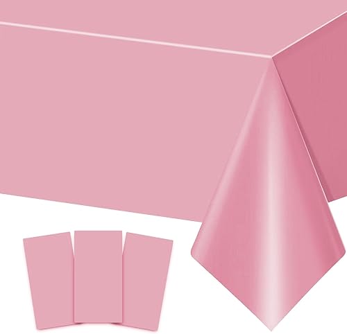 Miniatura 1 de Manteles de plástico rectangulares rosas para cumpleaños, barbacoas, fiestas, cenas elegantes, bodas, 54 x 108 (paquete de 3)