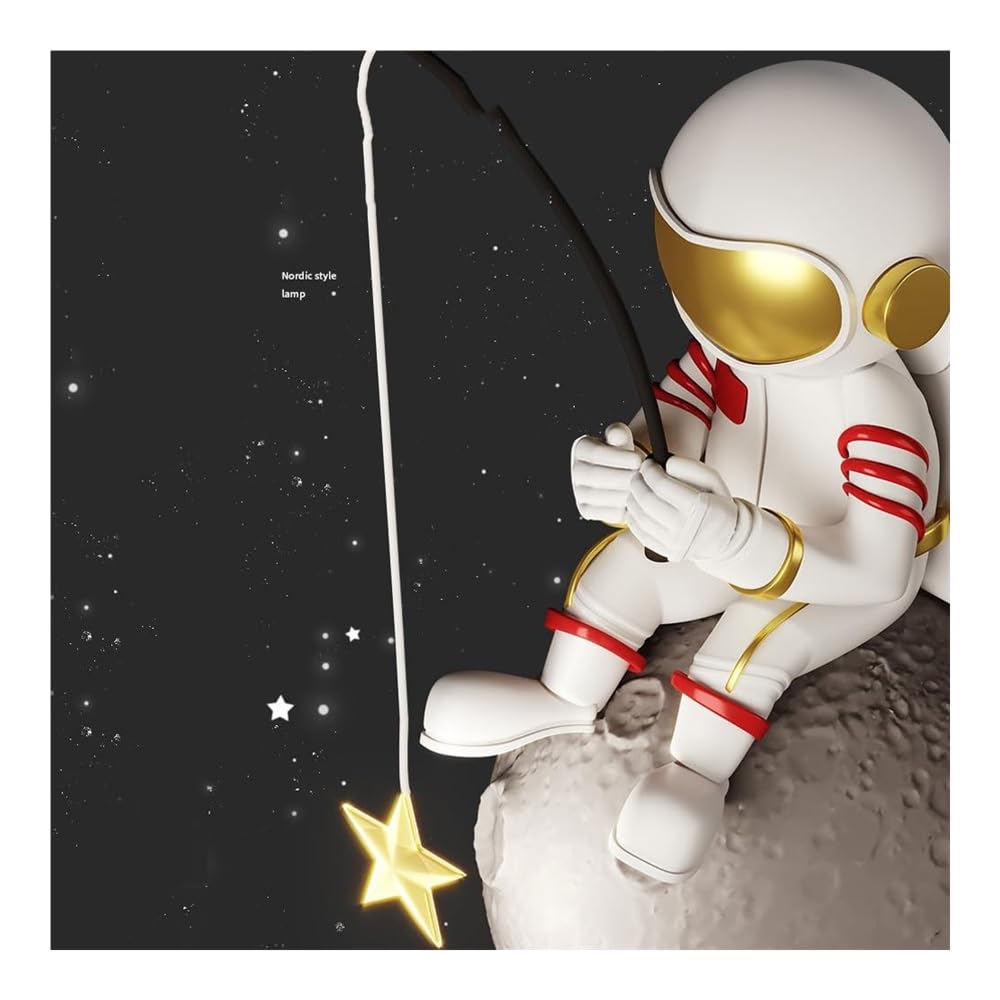 Astronaut Wall Sconce For Kids – LED Star Projector Night Light With Moon & Stars, Dimmable, Perfect For Boys, Girls, Nursery, Or Bedroom Decor (Black)