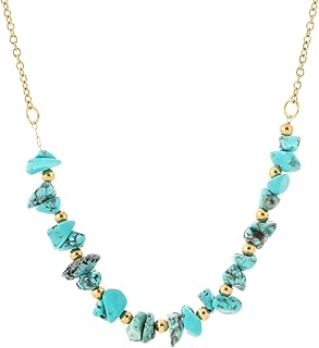 عقد أنيق مطلي بالذهب عيار 18 قيراط بتصميم بوهو تركواز للنساء والبنات من ايتكويري