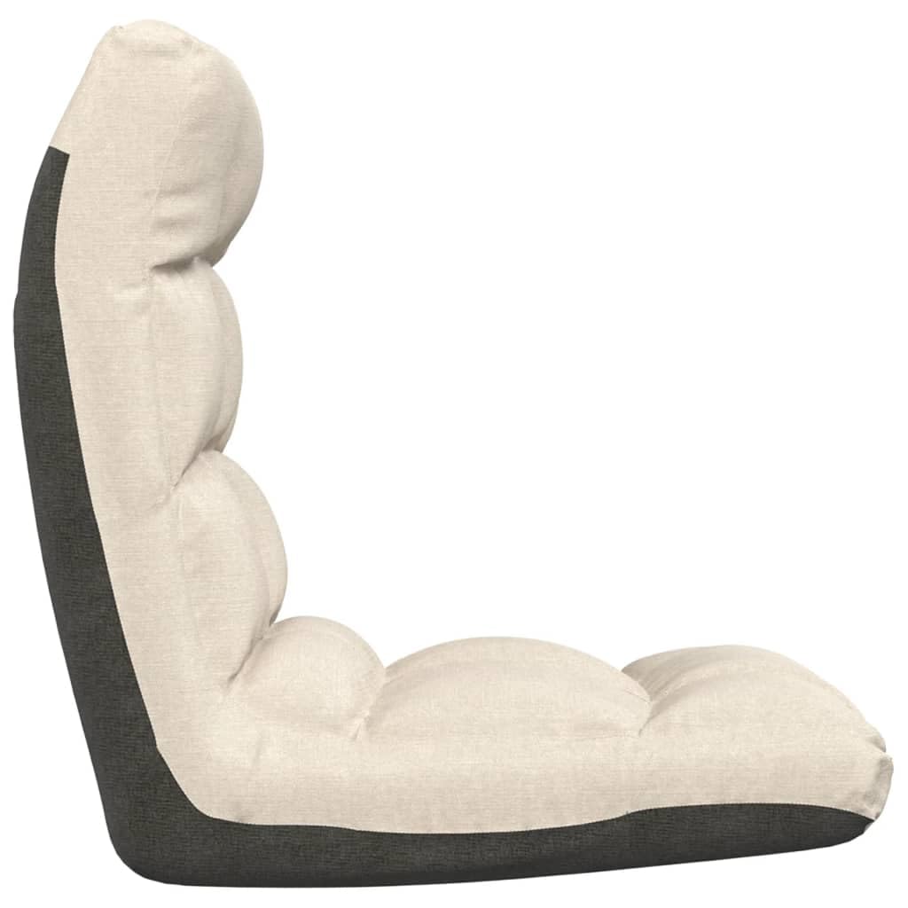 Silla de suelo plegable de tela crema con espuma acolchada para una comodidad óptima de asiento y tumbado, ajustable y ahorra espacio para jugar, ver la televisión, relajarse