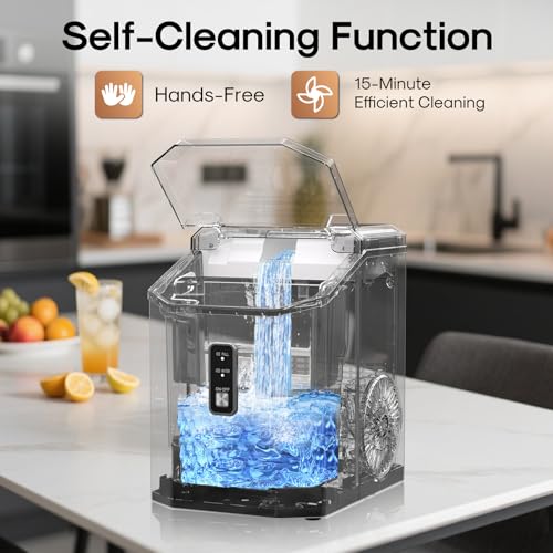Image of ICEPURE Nugget Ice Makers Countertop with App, Portable Ice Machine with WiFi, 33lbs in 24H, Ready in 5-10 Mins, Self Cleaning，Small Ice Maker with Basket Scoop, for Home /Kitchen /Party /RV /Camping