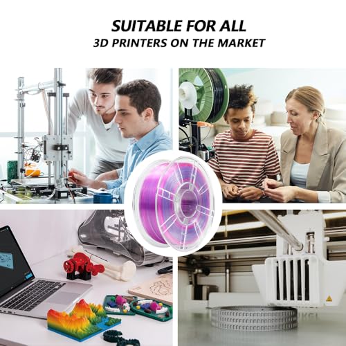 Image of iBOSS Gradient PLA Plus (PLA+) 3D Printer Filament 1.75mm+ /-0.02mm, 1kg Spool (2 2lbs) Transparent Dual Color 3D Printing Filament, PLA Pro 3D Filament, Fit Most FDM Printer(Transparent Purple Blue)