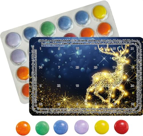 5er Mix-Set Mini-Adventskalender mit Schokolinsen - Der vielleicht kleinste Advents-Kalender der Welt (Bunte Schlittenfahrt, Weihnachtsmann on Tour, Schneemaenner, Schneckenpost, Kuck mal Weihnachten)