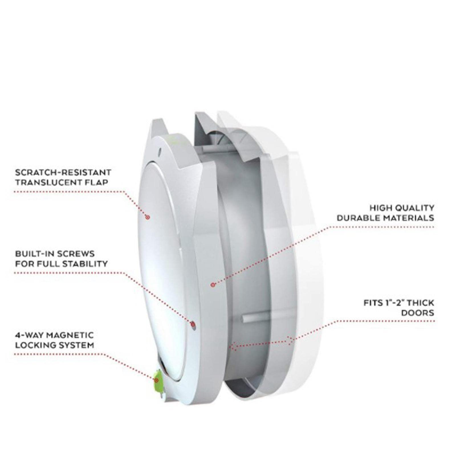 Porte pour Chat Pass Trappe Animaux Passage Litière Système de Fermeture Aimantée Installation Discrète Adaptée Aux Propriétaires D'Appartements