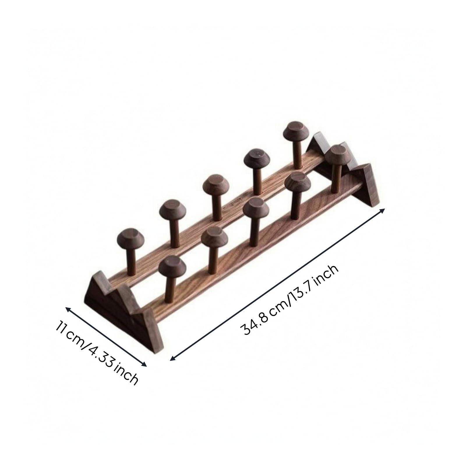 Elegant Tassenständer aus Walnussholz, Walnussholz-Bergform-Krughalter Mit Stehenden Haken Länge 34,8 cm, Breite 11,0 cm, Höhe 8,5 cm