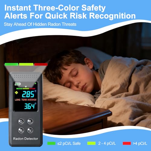 Portable Radon Detector, Rechargeable Radon Test Kit for Home with High-Precision Sensor, Real-Time Monitoring, Short & Long-Term Tracking, 45-Day Battery Life for Travel & Indoor Use, Black - Image 5