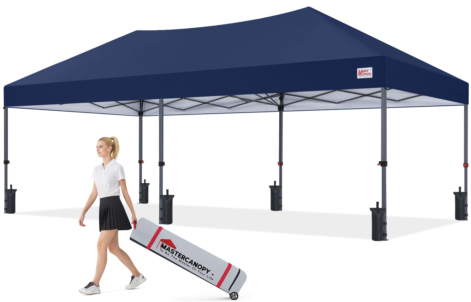 MASTERCANOPY 10x20 Durable Pop Up Canopy Tent with Roller Bag, Navy Blue