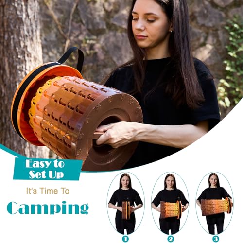 Image of Spisces Upgraded Collapsible Stool with Cushion, 1000 lbs Capacity & 19.7-in High, Wider & Taller Heavy Duty Portable Telescoping Foldable Seat for Adults Camping, Travel, Music Festivals, Outdoors