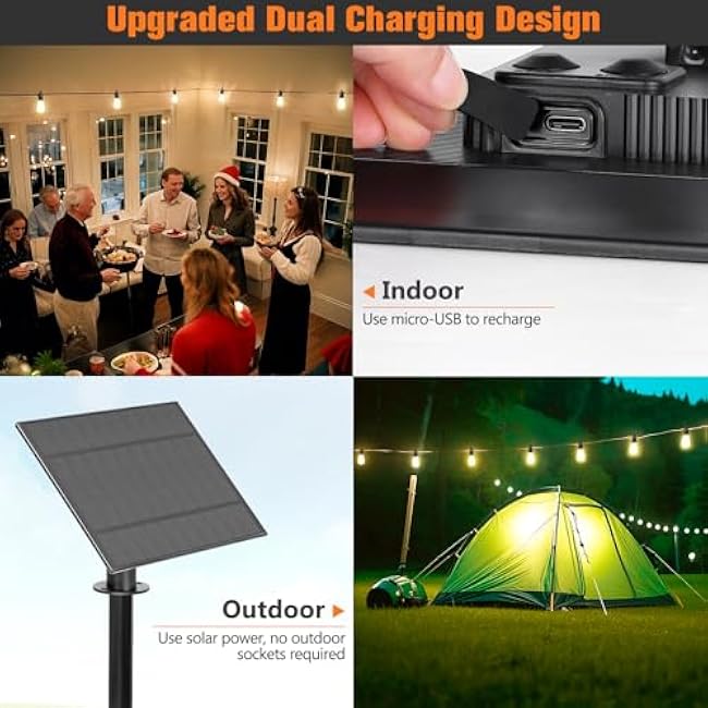 Solar Lights Outdoor String light patio deals 100FT with 32 Shatterproof, solar String Lights Outdoor Waterproof with Remote ST38 Vintage Edison Bulbs,Waterproof Hanging Lights for Outside Backyard