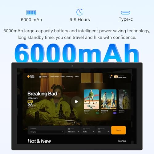 ATOZEE Tablet de 10 polegadas, tablets Android 14 8 GB de RAM, 64 GB de ROM, 1024 GB, expansão, 2 MP, câmera Bluetooth, WiFi-6, tablet de 10,1 polegadas, IPS tela HD de 10 polegadas, tela HD de 6000 - Imagem 7