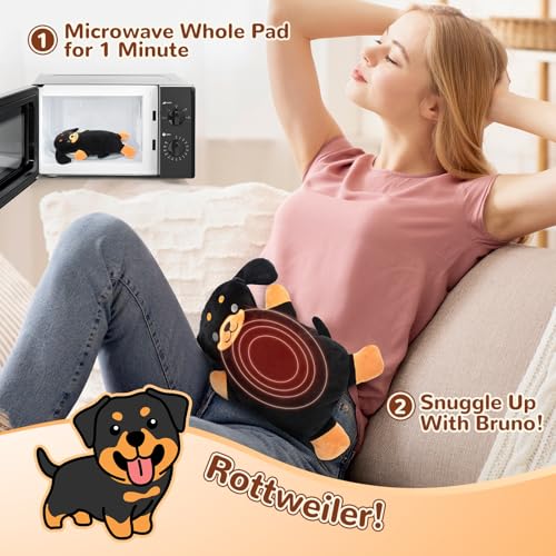 Image of Microwave Heating Pad for Pain Relief, 16 inch x 11 inch Microwavable Heating Pads for Cramps, Back Pain, Neck Shoulder, Muscles, Knee, Joints, Natural Heat Pack Moist Heat, Rottweiler