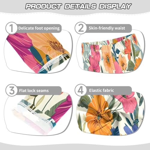 Bolaz Toddler Girls Leggings Printed Yoga Pants Leggings Pink Purple Flower for Kids3