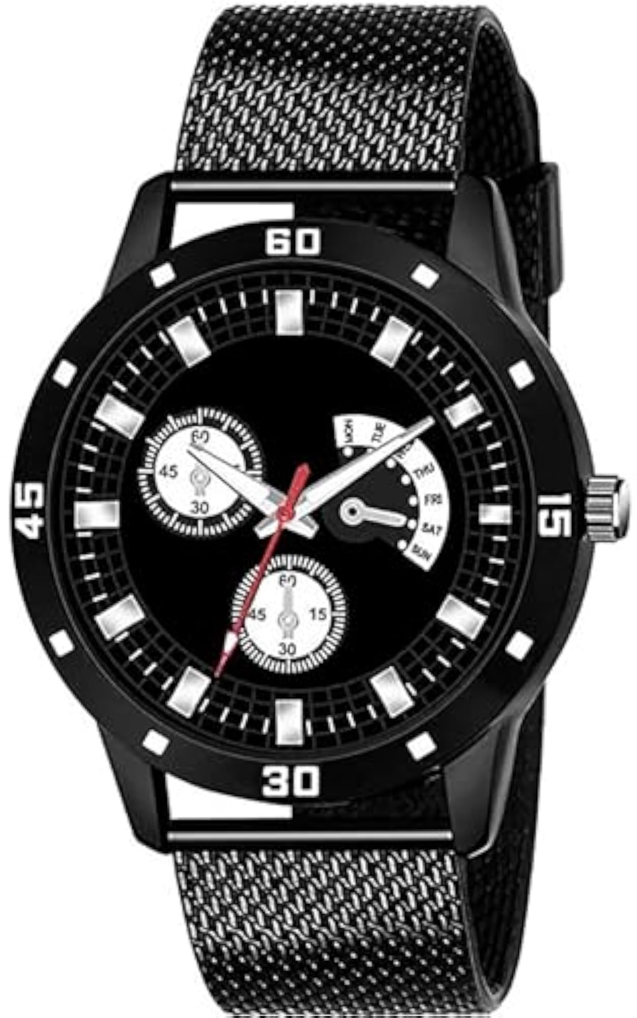 Men's Black Dial PU Band Casual & Formal Wear Watch