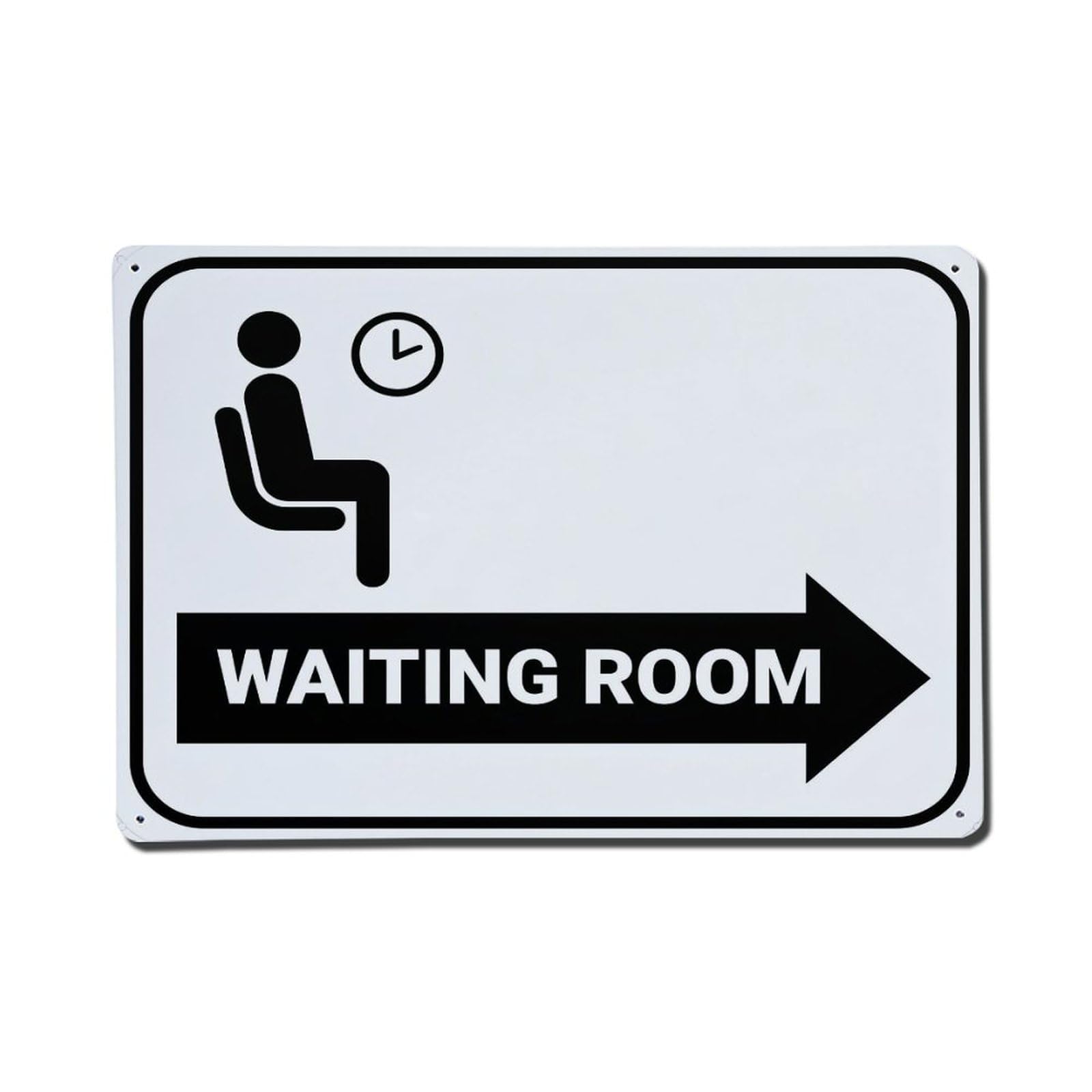 Waiting Room Sign Arrow Person Clock Retro Metal Tin Sign, Vintage Metal Poster for Home, Gaming Room, Studio Workshop,Bar,Garage Wall Art Decor 8x12 Inch