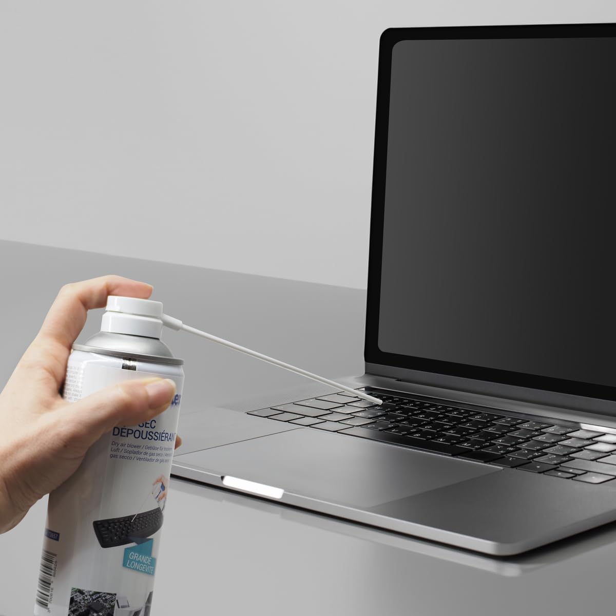 Waytex A73657C5 Gaz dépoussiérant puissant pour ordinateur, clavier, matériel informatique, avec Prolongateur Lot de 5 bombes de 400 ml