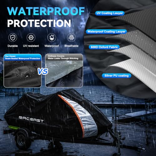 Image of Jet Ski Cover 600D Heavy Duty Trailerable Jetski Cover 115-120 Inch