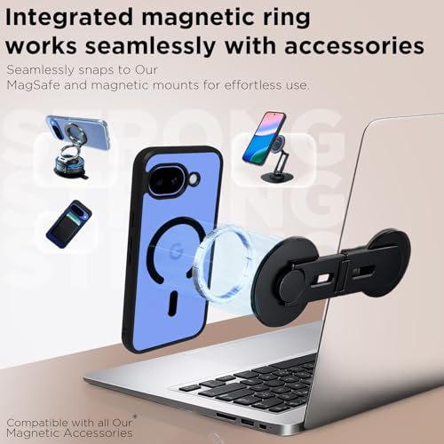 Image of RIGGEAR Shockproof Sleek Hybrid Armor Magnetic Back Cover Case Compatible with MagSafe Accessories for Google Pixel 10a (Clear PC + Black TPU Bumper)