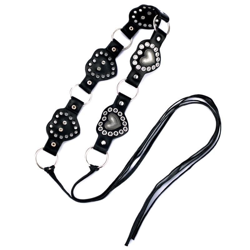 Women Leather Rivets Belt, PU Leather Belts for Women, Vintage Minimalist Adjustable Waistband 78.7 Inches4