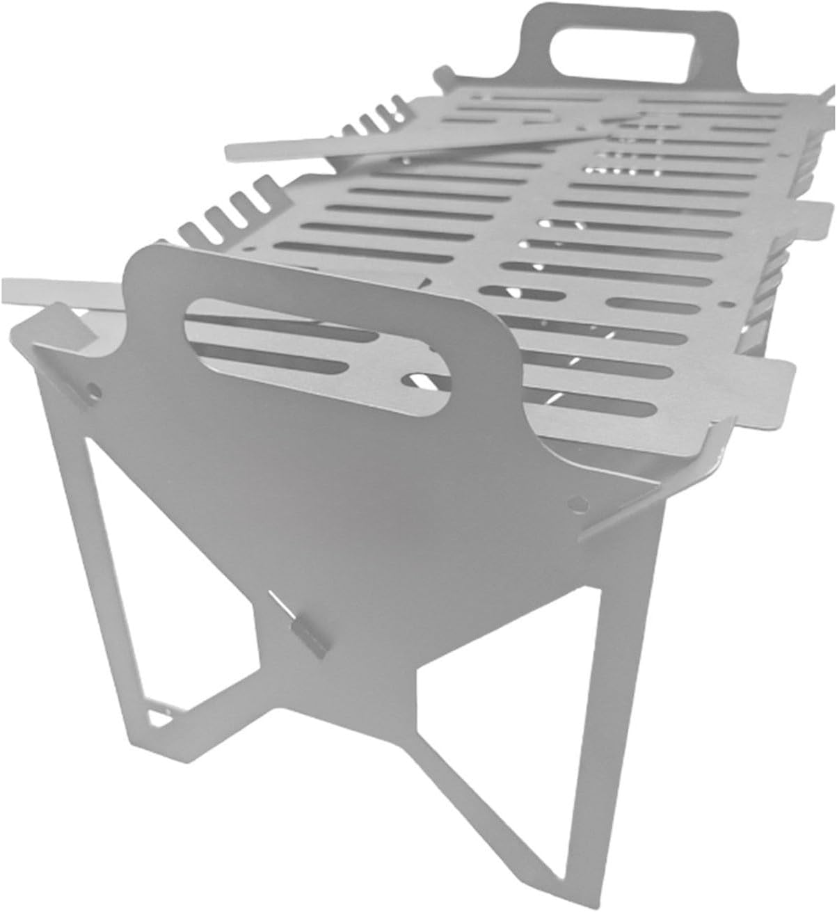 Slot Grill Collapsible BBQ Portable Stainless Steel Foldable Grills Folding Barbecue Rack for Camping Tailgating Travel Party Outdoor Cooking (Silver) - Image 1 of 8