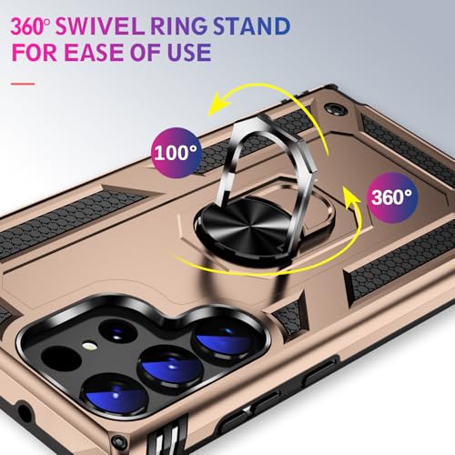 Image of for Samsung Galaxy S26 Ultra Case with Screen Protector, Heavy Duty Military Grade Shockproof Rugged Protective Cover for Samsung S26 Ultra Phone Case with Metal Ring Magnetic Kickstand (Gold)