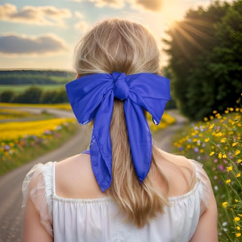 Chiffon Scarf Square Ribbon Head Neck Scarf Satin Neckerchief Handkerchief Halloween Women Men 1950s Costume Scarves4