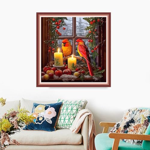 Image of Foxdiviy Stamped Cross Stitch Kits Full Range of Embroidery Needlework Starter Kits for Beginners Adults 11CT Embroidery Patterns Art Crafts DIY Needlepoint Kits-Parrot Lovers 18x18 inch
