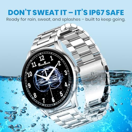 Image of PunnkFunnk Glavito Round Dial Smartwatch 1.49 inch AMOLED Display, Bluetooth Calling, Functional Crown Control, 100+ Sports Modes, IP67, Health Tracking, 100+ Watch Faces for Men & Women (Metal Silver)