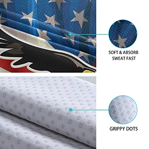 image for Mazeann American Redoubtable Eagle with USA Flags Yoga Mat Towel, Supe