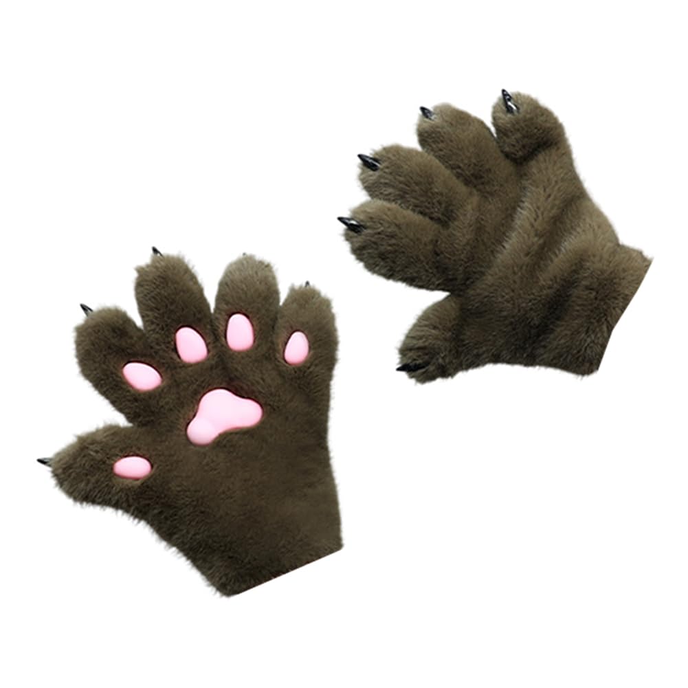 EUBUY Faux Fur Plush Furry Cat Claw Gloves, Unisex Cat Paw Gloves Plush Paw, Animal Fox Paws Mittens Halloween Cosplay Costume Accessories for Adult