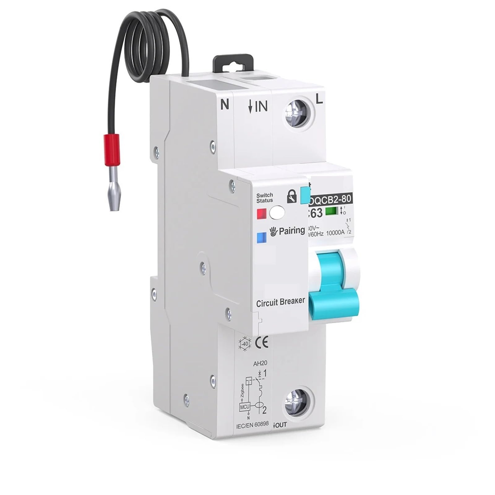 Disjoncteur de mesure MCB connecté sans fil 2P avec protection contre les coupures de courant