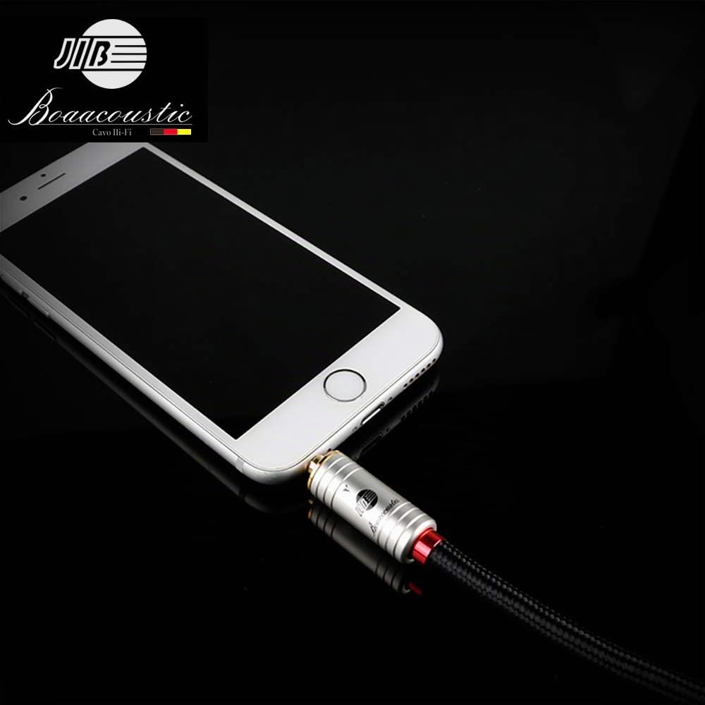BOAACOUSTIC JIB Qualità Audiofila Cavo Aux,Cavo Auxiliary audio stereo (connettore da 3,5 mm maschio a 3,5 mm maschio), per Cuffie, iPad, iPod, Smartphone, Autoradio, MP3-5M Nero