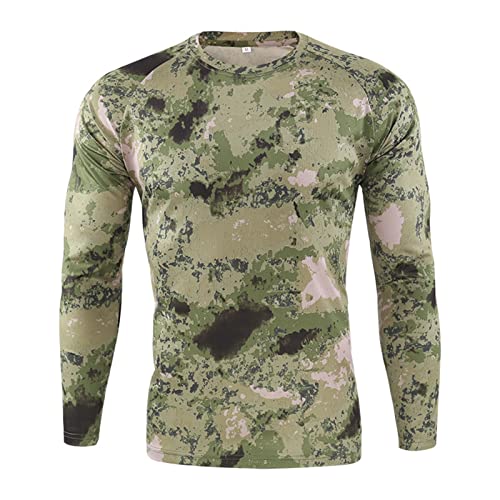 YFFS Camiseta De Compresión De Camuflaje para Exteriores para Hombre, Capa Base, Suave Y Cómoda, De Secado Rápido, para Deportes, Fitness, para Correr, Senderismo, Camping (E,L)