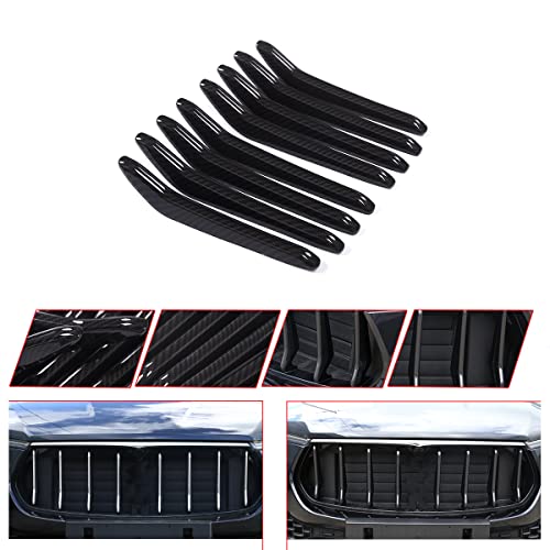 Image of 8pcs Car Styling ABS Plastic Exterior Front Grill Decoration Strips Cover Trims For Maserati Levante 2016 2017 2018 Auto Accessories (Carbon Fiber)