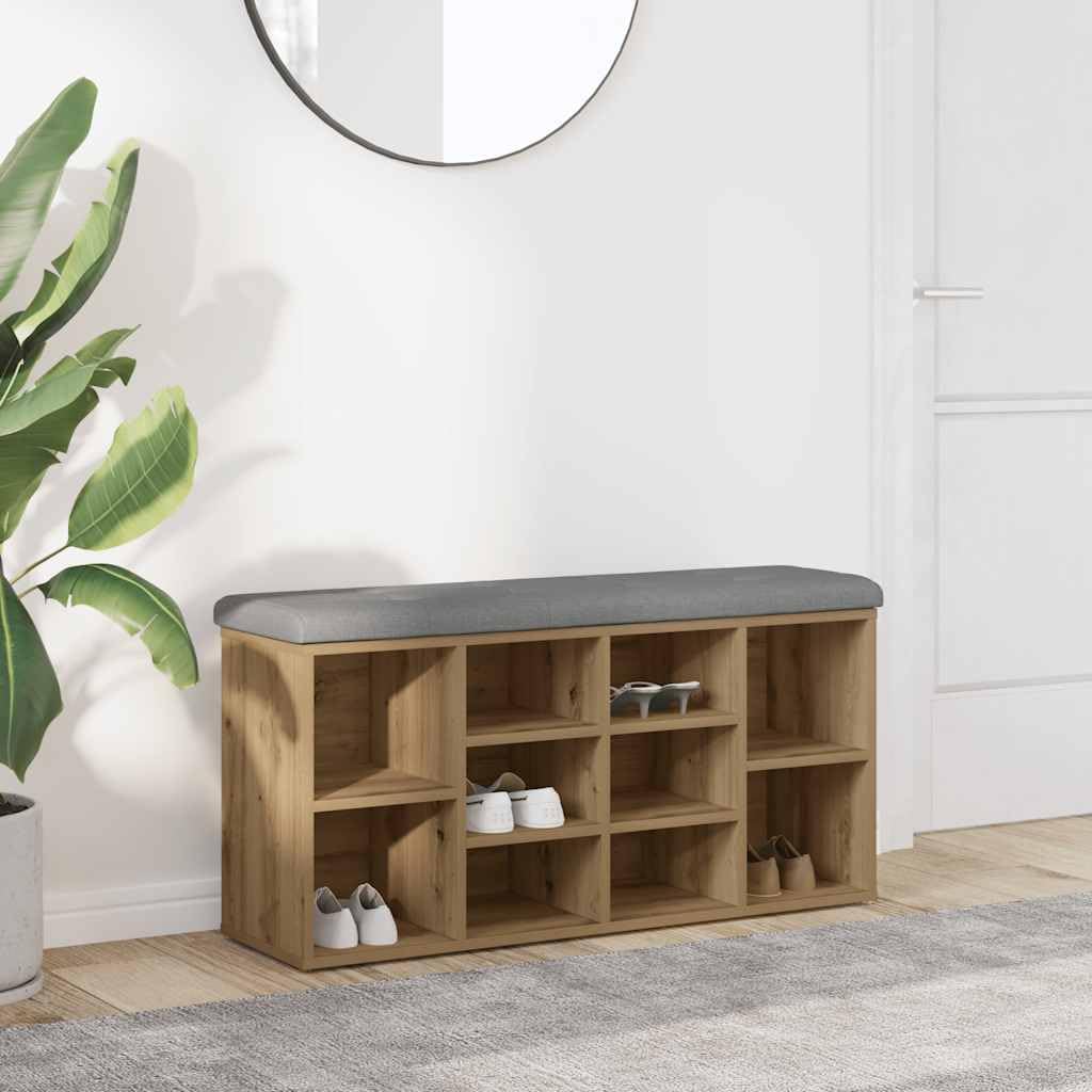 Banc à chaussures chêne contre le désordre d'entrée avec assise confortable de 82 cm