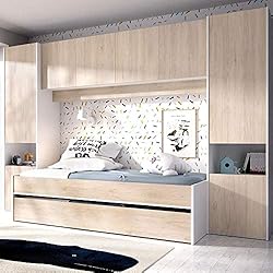 DEKIT GRUPO RIMOBEL Rimobel KWAY Puente, Melamina, Blanco, Cama Individual