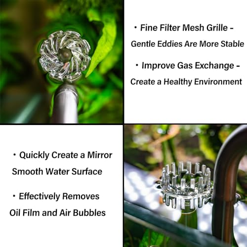Image of LINLAN 4-Pieces Self-Rotating Aquarium Surface Skimmer Accessories, Acrylic Oil Film Remover with Fine Filter Screen for Enhanced Gas Exchange, Compatible with Lily Pipes & DIY Tubing