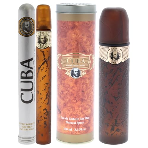 Cuba Gold Kit for Men - 2 Pc Kit 3.3 oz EDT Spray, 1.17 oz EDT Spray