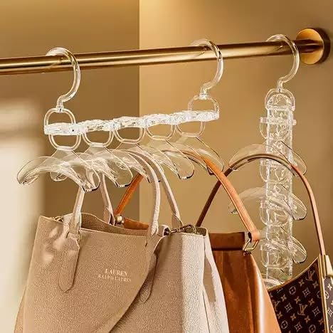 SAJANI Acrylic Multi-Hook Handbag and Accessory Organizer, Space Saving Mutipurpose Purse Hanger, Clear Closet Storage Rack for Bags, Purses, Satchels, Scarves and Belts (Handbag Hanger)-image-42