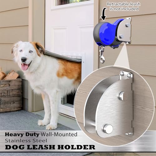 Secure Holder for Retractable Dog Leash,Stainless Steel Wall Hook,Heavy Duty Metal Bracket for Small Medium Large Retractable Leashes,Mounted Indoor and Outdoor,No Runaway System - Image 4
