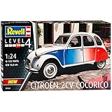 citroën 2cv 6 club Das Fahrzeug ist 16 cm lang Citroen 2CV Cocorico Weiss Rot Blau Ente 1949-1990 07653 Bausatz Kit 1/24 Revell Modell Auto mit individiuellem Wunschkennzeichen