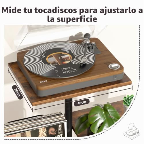 Mueble para tocadiscos de madera Bikoney con exhibidor de discos de vinilo 3