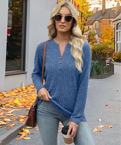 Image of XMTOPYE Sweaters for Women Fashion Long Sleeve Tops Pullover V Neck Casual Loose Sweatshirt