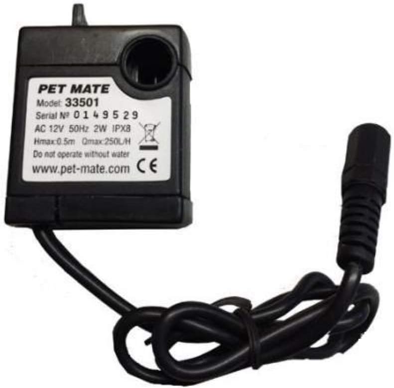 Petmate Fresh Flow Deluxe Replacement Pump 120V - Easy Install - AC Adapter and Cord Included (29027),Black