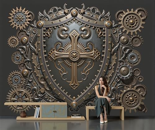 Fresque murale pour salon style steampunk luxe et relief 3D