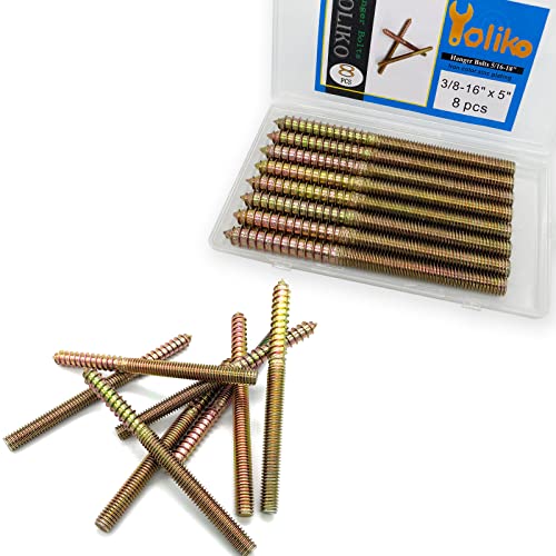 Image of 8 Pack 3 /8-16 x 5 Inch Hanger Bolts 3 /8-16 inch Double Headed Bolts 3 /8 Wood Dowel Screw Self-Tapping Screw Hanger Bolts for Furniture Double Threaded Rods Bolt 127mm Length