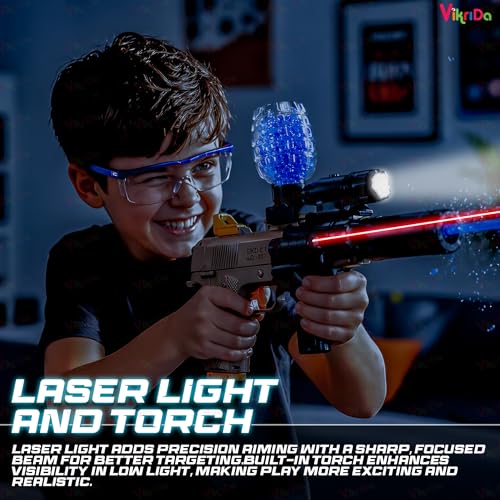Image of VikriDa Automatic & Manual (Dual Mode) M1911 Electric Automatic Ball Blaster Toy Gun with Smoke Spray and LED Sensor Light Suppressor | Toy Gun with Rapid Fire Mode with Accessories for Adults