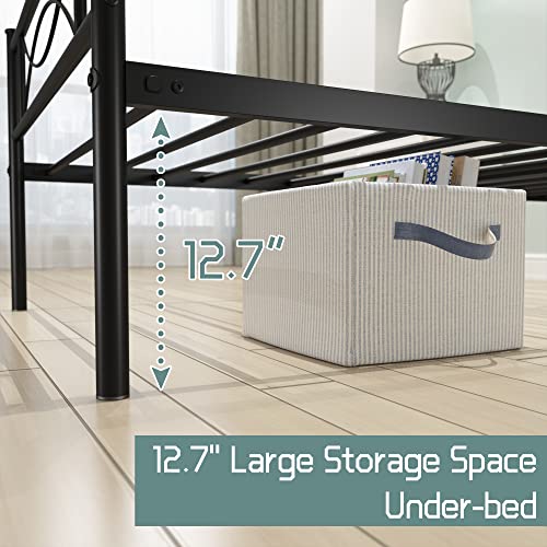 Simlife Platform Headboard And Footboard Box Spring Replacement 12 Inch Storage Twin Bed Frame 6 Legs Foundation Mattress Heavy Duty Steel Slabs Easy Assembly, Brown #TOP7