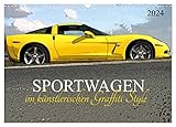  Sportwagen im künstlerischen Graffiti Style (Wandkalender 2024 DIN A3 quer), CALVENDO Monatskalender: PS starke Luxusautos